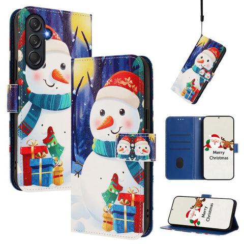 Christmas Series Buckle Leather Phone Case with Hand Strap, For Samsung Galaxy A16 5G / 4G, For Samsung Galaxy A05s / F14 4G, For Samsung Galaxy M35 5G, For Samsung Galaxy M55 5G / C55 5G, For Samsung Galaxy M15 5G / F15 5G, For Samsung Galaxy A15 5G /...