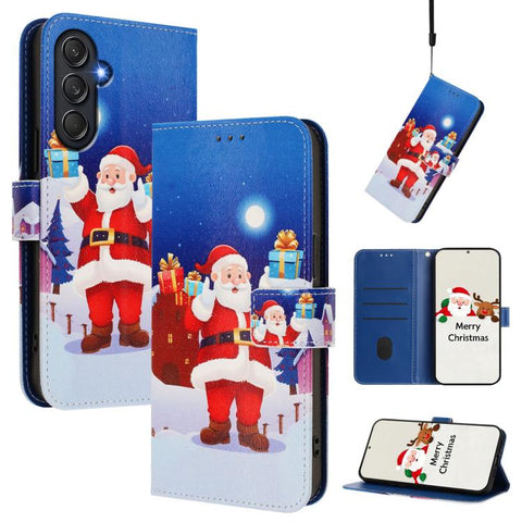Christmas Series Buckle Leather Phone Case with Hand Strap, For Samsung Galaxy A16 5G / 4G, For Samsung Galaxy A05s / F14 4G, For Samsung Galaxy M35 5G, For Samsung Galaxy M55 5G / C55 5G, For Samsung Galaxy M15 5G / F15 5G, For Samsung Galaxy A15 5G /...