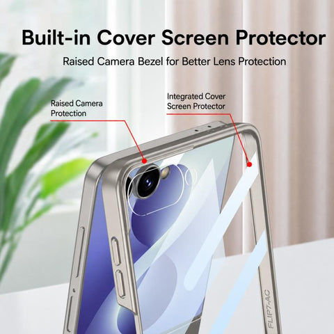 GKK Integrated Ultra-thin Leather Card Slots Phone Case with Ring Holder, For Galaxy Z Flip8 5G, For Samsung Galaxy Z Flip7 5G
