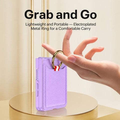 GKK Integrated Ultra-thin Leather Card Slots Phone Case with Ring Holder, For Galaxy Z Flip8 5G, For Samsung Galaxy Z Flip7 5G