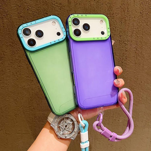 Color Contrast Lens Frame Transparent TPU Phone Case with Lanyard, For iPhone 18 Pro / 17 Pro, For iPhone 18 Pro Max / 17 Pro Max
