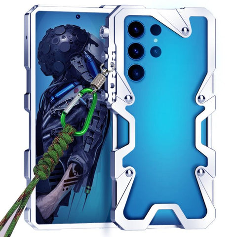 Trigger Design Hollow Metal Frame Phone Case with Lanyard, For Samsung Galaxy S26+ 5G, For Samsung Galaxy S26 Ultra 5G, For Samsung Galaxy S25 FE 5G, For Samsung Galaxy S25 Edge 5G, For Samsung Galaxy S25 5G, For Samsung Galaxy S25+ 5G                 ...