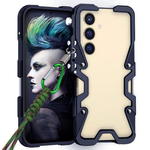 Trigger Design Hollow Metal Frame Phone Case with Lanyard, For Samsung Galaxy S26+ 5G, For Samsung Galaxy S26 Ultra 5G, For Samsung Galaxy S25 FE 5G, For Samsung Galaxy S25 Edge 5G, For Samsung Galaxy S25 5G, For Samsung Galaxy S25+ 5G                 ...