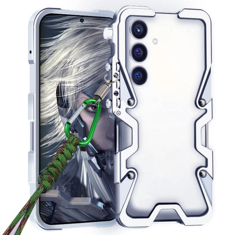 Trigger Design Hollow Metal Frame Phone Case with Lanyard, For Samsung Galaxy S26+ 5G, For Samsung Galaxy S26 Ultra 5G, For Samsung Galaxy S25 FE 5G, For Samsung Galaxy S25 Edge 5G, For Samsung Galaxy S25 5G, For Samsung Galaxy S25+ 5G                 ...