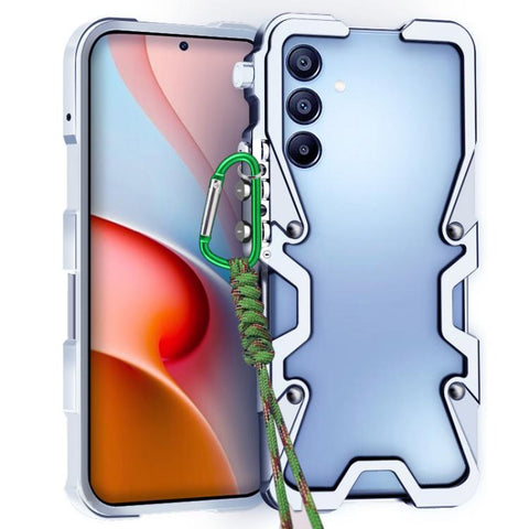 Trigger Design Hollow Metal Frame Phone Case with Lanyard, For Samsung Galaxy S26+ 5G, For Samsung Galaxy S26 Ultra 5G, For Samsung Galaxy S25 FE 5G, For Samsung Galaxy S25 Edge 5G, For Samsung Galaxy S25 5G, For Samsung Galaxy S25+ 5G                 ...