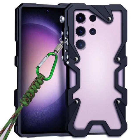 Trigger Design Hollow Metal Frame Phone Case with Lanyard, For Samsung Galaxy S26+ 5G, For Samsung Galaxy S26 Ultra 5G, For Samsung Galaxy S25 FE 5G, For Samsung Galaxy S25 Edge 5G, For Samsung Galaxy S25 5G, For Samsung Galaxy S25+ 5G                 ...