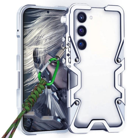 Trigger Design Hollow Metal Frame Phone Case with Lanyard, For Samsung Galaxy S26+ 5G, For Samsung Galaxy S26 Ultra 5G, For Samsung Galaxy S25 FE 5G, For Samsung Galaxy S25 Edge 5G, For Samsung Galaxy S25 5G, For Samsung Galaxy S25+ 5G                 ...