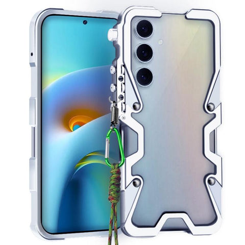 Trigger Design Hollow Metal Frame Phone Case with Lanyard, For Samsung Galaxy S26+ 5G, For Samsung Galaxy S26 Ultra 5G, For Samsung Galaxy S25 FE 5G, For Samsung Galaxy S25 Edge 5G, For Samsung Galaxy S25 5G, For Samsung Galaxy S25+ 5G                 ...