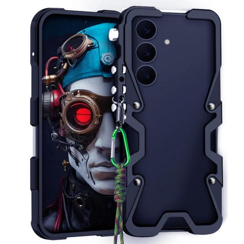 Trigger Design Hollow Metal Frame Phone Case with Lanyard, For Samsung Galaxy S26+ 5G, For Samsung Galaxy S26 Ultra 5G, For Samsung Galaxy S25 FE 5G, For Samsung Galaxy S25 Edge 5G, For Samsung Galaxy S25 5G, For Samsung Galaxy S25+ 5G                 ...