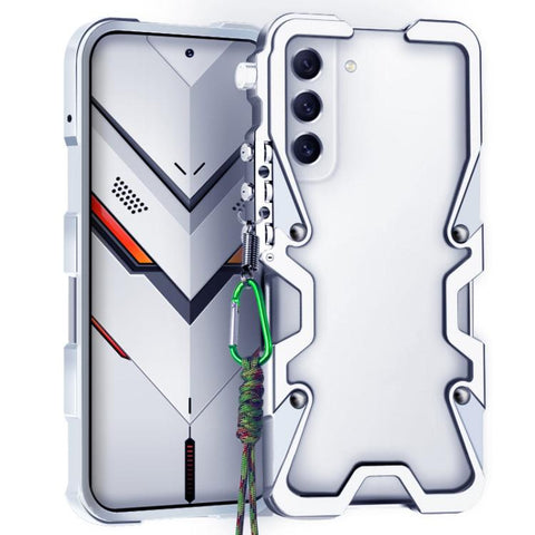 Trigger Design Hollow Metal Frame Phone Case with Lanyard, For Samsung Galaxy S26+ 5G, For Samsung Galaxy S26 Ultra 5G, For Samsung Galaxy S25 FE 5G, For Samsung Galaxy S25 Edge 5G, For Samsung Galaxy S25 5G, For Samsung Galaxy S25+ 5G                 ...