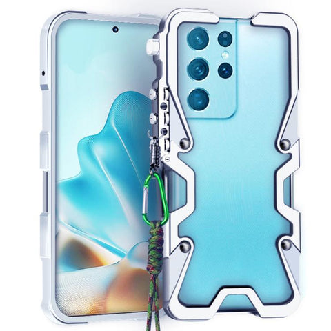 Trigger Design Hollow Metal Frame Phone Case with Lanyard, For Samsung Galaxy S26+ 5G, For Samsung Galaxy S26 Ultra 5G, For Samsung Galaxy S25 FE 5G, For Samsung Galaxy S25 Edge 5G, For Samsung Galaxy S25 5G, For Samsung Galaxy S25+ 5G                 ...