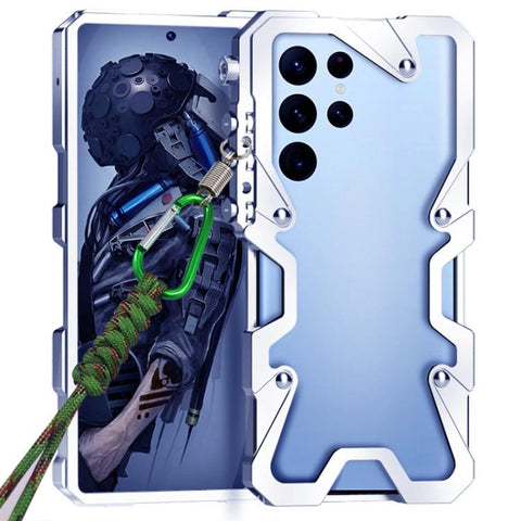 Trigger Design Hollow Metal Frame Phone Case with Lanyard, For Samsung Galaxy S26+ 5G, For Samsung Galaxy S26 Ultra 5G, For Samsung Galaxy S25 FE 5G, For Samsung Galaxy S25 Edge 5G, For Samsung Galaxy S25 5G, For Samsung Galaxy S25+ 5G                 ...