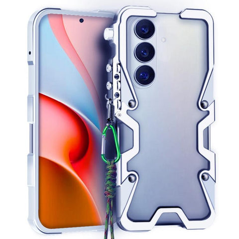 Trigger Design Hollow Metal Frame Phone Case with Lanyard, For Samsung Galaxy S26+ 5G, For Samsung Galaxy S26 Ultra 5G, For Samsung Galaxy S25 FE 5G, For Samsung Galaxy S25 Edge 5G, For Samsung Galaxy S25 5G, For Samsung Galaxy S25+ 5G                 ...