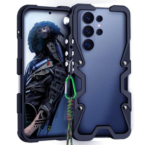 Trigger Design Hollow Metal Frame Phone Case with Lanyard, For Samsung Galaxy S26+ 5G, For Samsung Galaxy S26 Ultra 5G, For Samsung Galaxy S25 FE 5G, For Samsung Galaxy S25 Edge 5G, For Samsung Galaxy S25 5G, For Samsung Galaxy S25+ 5G                 ...