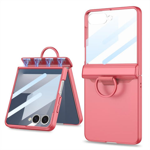 GKK Integrated Magnetic Folding Full Cover Phone Case with D-Cross Ring, For Galaxy Z Flip8 5G, For Samsung Galaxy Z Flip7 5G