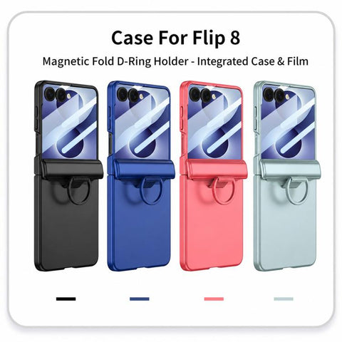 GKK Integrated Magnetic Folding Full Cover Phone Case with D-Cross Ring, For Galaxy Z Flip8 5G, For Samsung Galaxy Z Flip7 5G