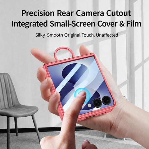 GKK Integrated Magnetic Folding Full Cover Phone Case with D-Cross Ring, For Galaxy Z Flip8 5G, For Samsung Galaxy Z Flip7 5G
