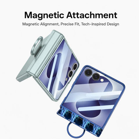 GKK Integrated Magnetic Folding Full Cover Phone Case with D-Cross Ring, For Galaxy Z Flip8 5G, For Samsung Galaxy Z Flip7 5G