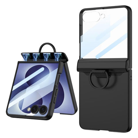 GKK Integrated Magnetic Folding Full Cover Phone Case with D-Cross Ring, For Galaxy Z Flip8 5G, For Samsung Galaxy Z Flip7 5G