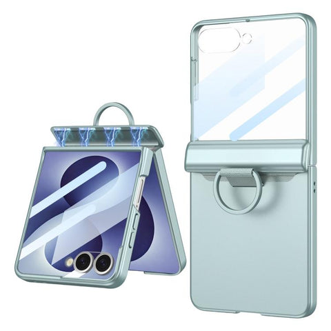 GKK Integrated Magnetic Folding Full Cover Phone Case with D-Cross Ring, For Galaxy Z Flip8 5G, For Samsung Galaxy Z Flip7 5G