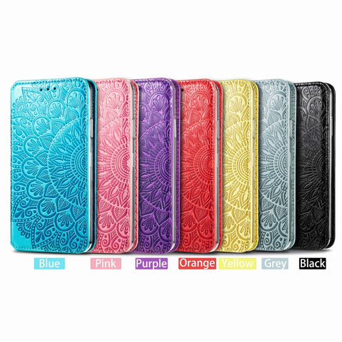 Blooming Mandala Embossed Pattern Magnetic Horizontal Flip Leather Case with Holder & Card Slots & Wallet, For iPhone 11 Pro, For iPhone 11, For iPhone 11 Pro Max