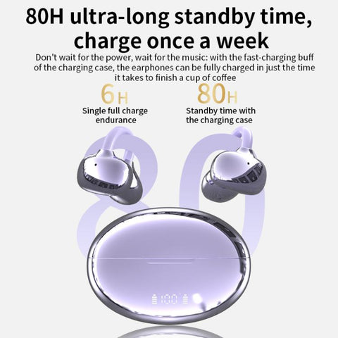 Q108 Digital Display Open Ear Clip Bluetooth 6.1 Wireless Earphones