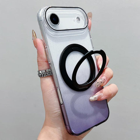 Transparent Gradient 360 Degree Rotation Holder MagSafe Phone Case, For iPhone 18 Pro / 17 Pro, For iPhone 18 Pro Max / 17 Pro Max, For iPhone 17, For iPhone Air, For iPhone 16 Pro Max, For iPhone 16 Pro, For iPhone 16 Plus, For iPhone 16