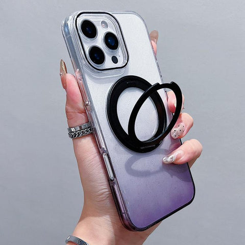 Transparent Gradient 360 Degree Rotation Holder MagSafe Phone Case, For iPhone 18 Pro / 17 Pro, For iPhone 18 Pro Max / 17 Pro Max, For iPhone 17, For iPhone Air, For iPhone 16 Pro Max, For iPhone 16 Pro, For iPhone 16 Plus, For iPhone 16
