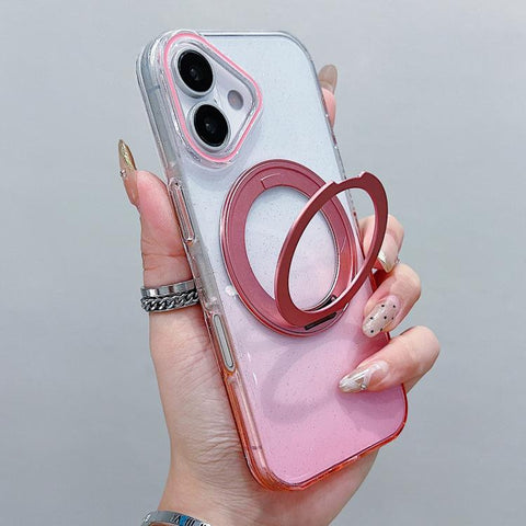 Transparent Gradient 360 Degree Rotation Holder MagSafe Phone Case, For iPhone 18 Pro / 17 Pro, For iPhone 18 Pro Max / 17 Pro Max, For iPhone 17, For iPhone Air, For iPhone 16 Pro Max, For iPhone 16 Pro, For iPhone 16 Plus, For iPhone 16