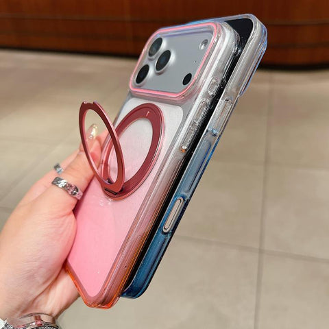 Transparent Gradient 360 Degree Rotation Holder MagSafe Phone Case, For iPhone 18 Pro / 17 Pro, For iPhone 18 Pro Max / 17 Pro Max, For iPhone 17, For iPhone Air, For iPhone 16 Pro Max, For iPhone 16 Pro, For iPhone 16 Plus, For iPhone 16