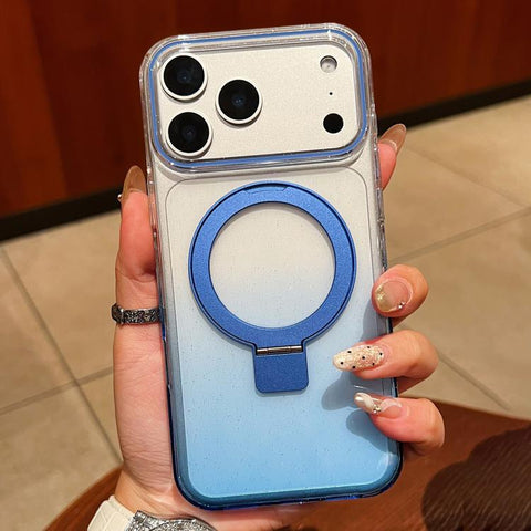 Transparent Gradient Metal Ring Holder MagSafe Phone Case, For iPhone 18 Pro / 17 Pro, For iPhone 18 Pro Max / 17 Pro Max, For iPhone 17, For iPhone Air, For iPhone 16 Pro Max, For iPhone 16 Pro, For iPhone 16 Plus, For iPhone 16