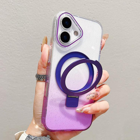 Transparent Gradient Metal Ring Holder MagSafe Phone Case, For iPhone 18 Pro / 17 Pro, For iPhone 18 Pro Max / 17 Pro Max, For iPhone 17, For iPhone Air, For iPhone 16 Pro Max, For iPhone 16 Pro, For iPhone 16 Plus, For iPhone 16