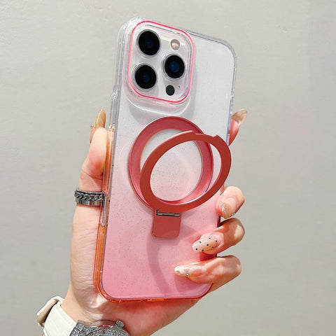 Transparent Gradient Metal Ring Holder MagSafe Phone Case, For iPhone 18 Pro / 17 Pro, For iPhone 18 Pro Max / 17 Pro Max, For iPhone 17, For iPhone Air, For iPhone 16 Pro Max, For iPhone 16 Pro, For iPhone 16 Plus, For iPhone 16