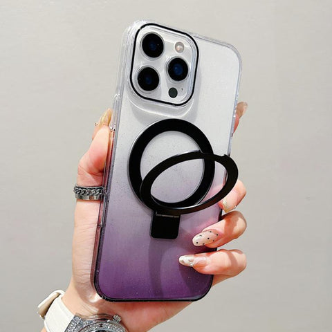 Transparent Gradient Metal Ring Holder MagSafe Phone Case, For iPhone 18 Pro / 17 Pro, For iPhone 18 Pro Max / 17 Pro Max, For iPhone 17, For iPhone Air, For iPhone 16 Pro Max, For iPhone 16 Pro, For iPhone 16 Plus, For iPhone 16