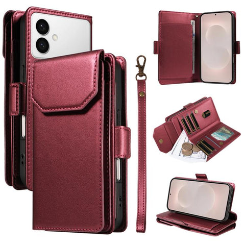 Multi Card Wallet Leather Phone Case with Strap, For Galaxy S27 Ultra 5G, For Galaxy S27 Pro 5G, For Galaxy S27+ 5G, For Galaxy S26 FE 5G, For Galaxy S26 Edge 5G, For Galaxy S26 Ultra 5G, For Galaxy S26 5G