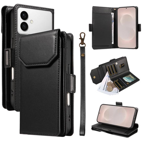 Multi Card Wallet Leather Phone Case with Strap, For Galaxy S27 Ultra 5G, For Galaxy S27 Pro 5G, For Galaxy S27+ 5G, For Galaxy S26 FE 5G, For Galaxy S26 Edge 5G, For Galaxy S26 Ultra 5G, For Galaxy S26 5G