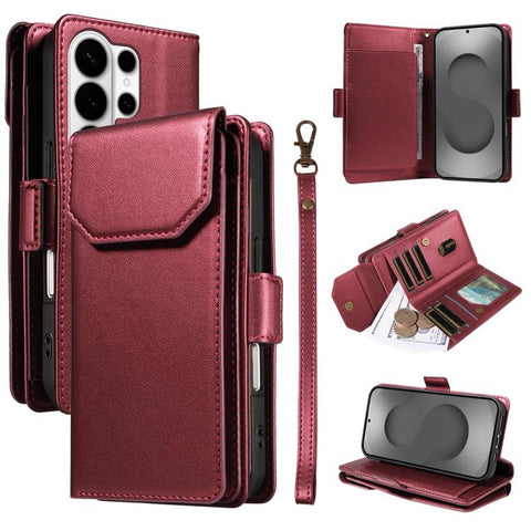 Multi Card Wallet Leather Phone Case with Strap, For Galaxy S27 Ultra 5G, For Galaxy S27 Pro 5G, For Galaxy S27+ 5G, For Galaxy S26 FE 5G, For Galaxy S26 Edge 5G, For Galaxy S26 Ultra 5G, For Galaxy S26 5G