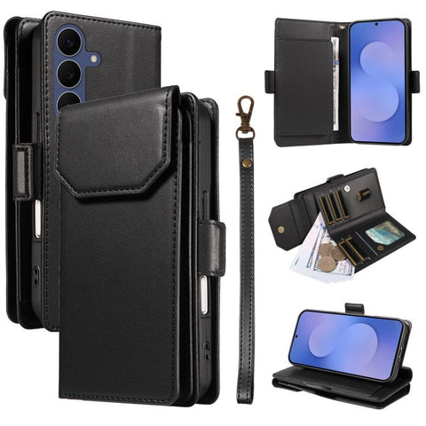 Multi Card Wallet Leather Phone Case with Strap, For Galaxy S27 Ultra 5G, For Galaxy S27 Pro 5G, For Galaxy S27+ 5G, For Galaxy S26 FE 5G, For Galaxy S26 Edge 5G, For Galaxy S26 Ultra 5G, For Galaxy S26 5G