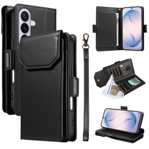 Multi Card Wallet Leather Phone Case with Strap, For Galaxy S27 Ultra 5G, For Galaxy S27 Pro 5G, For Galaxy S27+ 5G, For Galaxy S26 FE 5G, For Galaxy S26 Edge 5G, For Galaxy S26 Ultra 5G, For Galaxy S26 5G