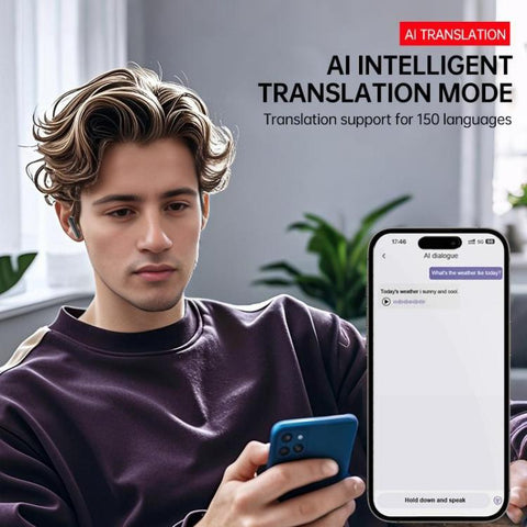 JM19 Touchscreen Color Screen ANC Active Noise Reduction Wireless Bluetooth Earphone with Translator