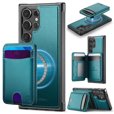 JEEHOOD J10 Flip Card Bag MagSafe Split RFID Leather Phone Case, For Samsung Galaxy S24 FE 5G, For Samsung Galaxy S24 Ultra 5G, For Samsung Galaxy S24+ 5G, For Samsung Galaxy S24 5G, For Samsung Galaxy S23 FE 5G, For Samsung Galaxy S23 Ultra 5G        ...