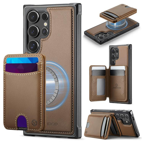 JEEHOOD J10 Flip Card Bag MagSafe Split RFID Leather Phone Case, For Samsung Galaxy S24 FE 5G, For Samsung Galaxy S24 Ultra 5G, For Samsung Galaxy S24+ 5G, For Samsung Galaxy S24 5G, For Samsung Galaxy S23 FE 5G, For Samsung Galaxy S23 Ultra 5G        ...