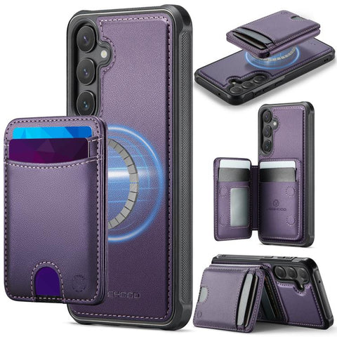 JEEHOOD J10 Flip Card Bag MagSafe Split RFID Leather Phone Case, For Samsung Galaxy S24 FE 5G, For Samsung Galaxy S24 Ultra 5G, For Samsung Galaxy S24+ 5G, For Samsung Galaxy S24 5G, For Samsung Galaxy S23 FE 5G, For Samsung Galaxy S23 Ultra 5G        ...
