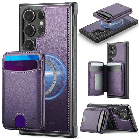 JEEHOOD J10 Flip Card Bag MagSafe Split RFID Leather Phone Case, For Samsung Galaxy S24 FE 5G, For Samsung Galaxy S24 Ultra 5G, For Samsung Galaxy S24+ 5G, For Samsung Galaxy S24 5G, For Samsung Galaxy S23 FE 5G, For Samsung Galaxy S23 Ultra 5G        ...