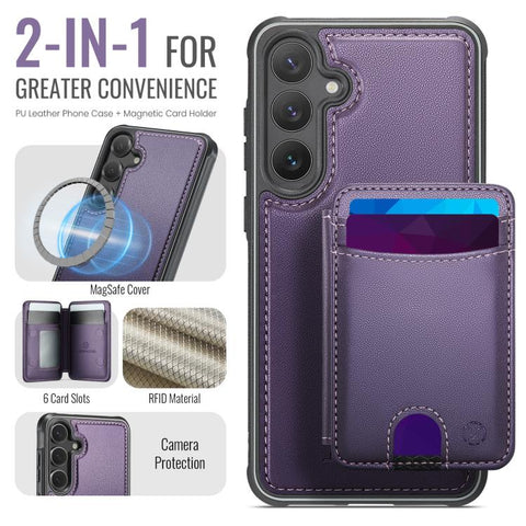 JEEHOOD J10 Flip Card Bag MagSafe Split RFID Leather Phone Case, For Samsung Galaxy S24 FE 5G, For Samsung Galaxy S24 Ultra 5G, For Samsung Galaxy S24+ 5G, For Samsung Galaxy S24 5G, For Samsung Galaxy S23 FE 5G, For Samsung Galaxy S23 Ultra 5G        ...