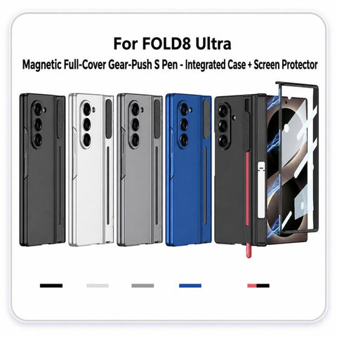 GKK Integrated Magnetic Folding Hinge Adjust Gear Phone Case with Pen Slots & Stylus, For Galaxy Z Fold8 Ultra 5G, For Samsung Galaxy Z Fold7 5G