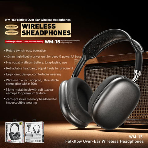WEKOME WM-15 BT5.4 Folkflow Over-Ear Wireless Headphones