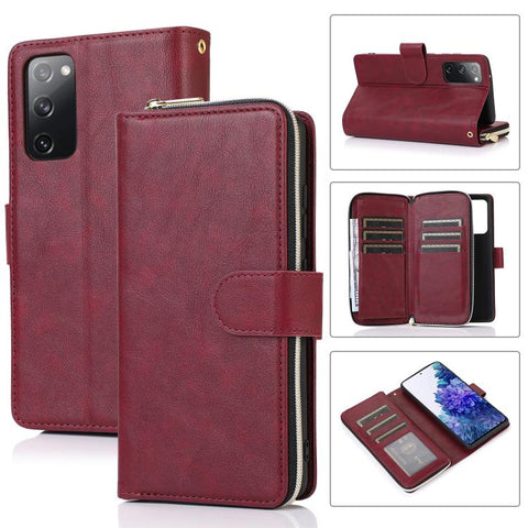 Zipper Wallet Bag Horizontal Flip PU Leather Case with Holder & 9 Card Slots & Wallet & Lanyard & Photo Frame, For Samsung Galaxy S20 FE 5G