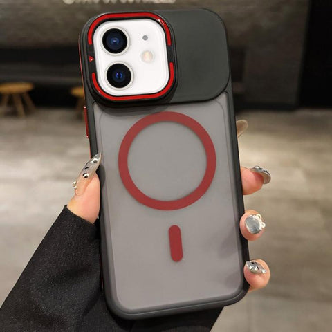 Skin Feel Frosted Metal Lens Holder MagSafe Magnetic Phone Case, For iPhone 14 Pro, For iPhone 14 Pro Max, For iPhone 13 Pro Max, For iPhone 13 Pro, For iPhone 13, For iPhone 12