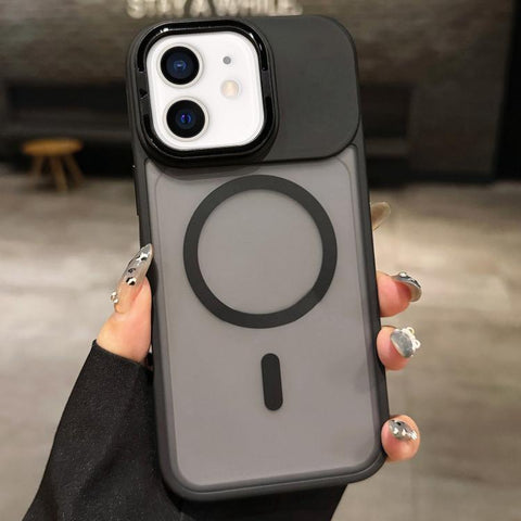 Skin Feel Frosted Metal Lens Holder MagSafe Magnetic Phone Case, For iPhone 14 Pro, For iPhone 14 Pro Max, For iPhone 13 Pro Max, For iPhone 13 Pro, For iPhone 13, For iPhone 12